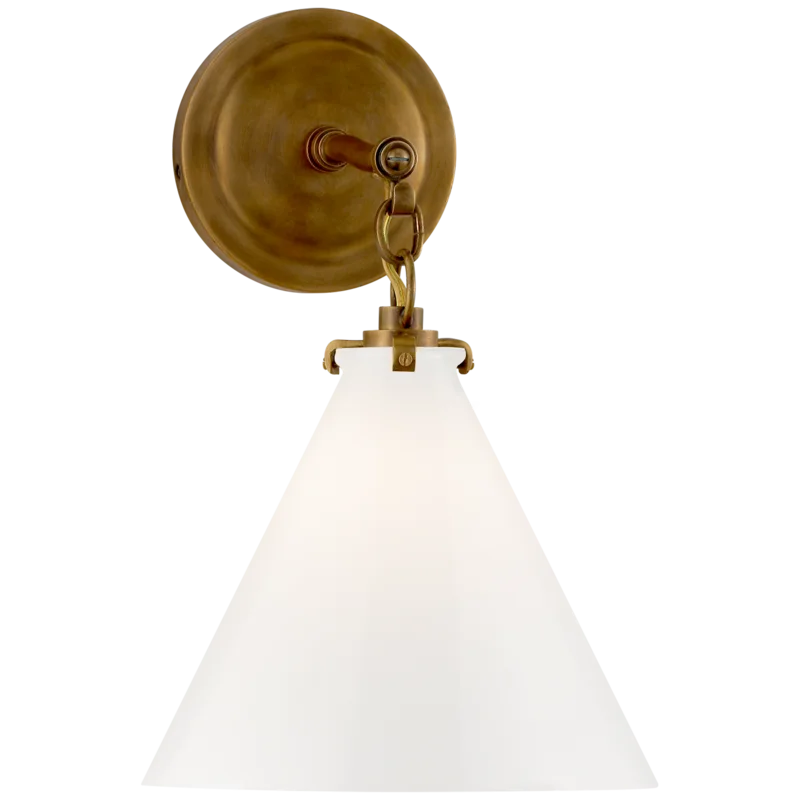 Katie Conical 14.4" Bronze Wall Sconce with White Shade