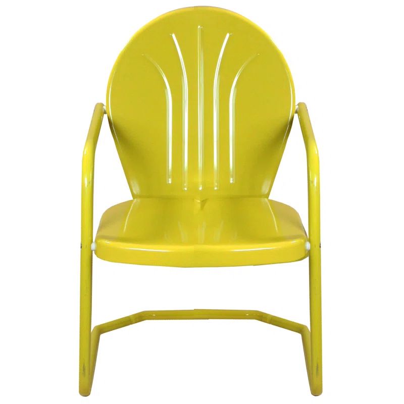 Retro Tulip 34-Inch Outdoor Armchair in Vibrant Yellow