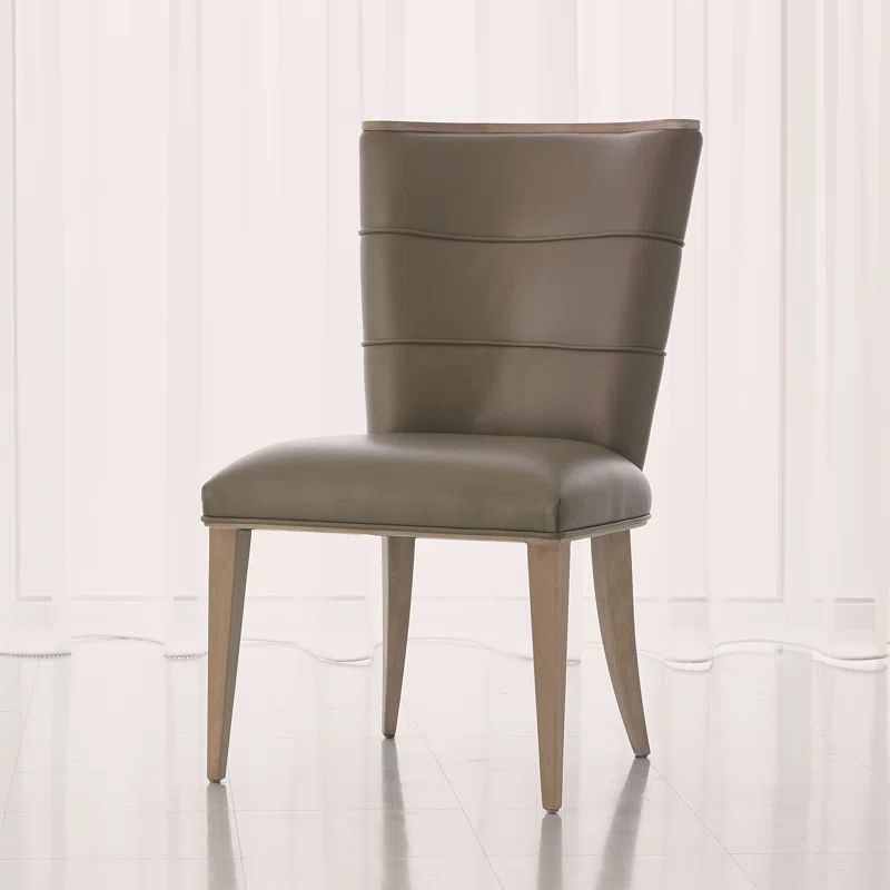 Elegant Adelaide Gray Leather Side Chair with Rubber Wood Frame