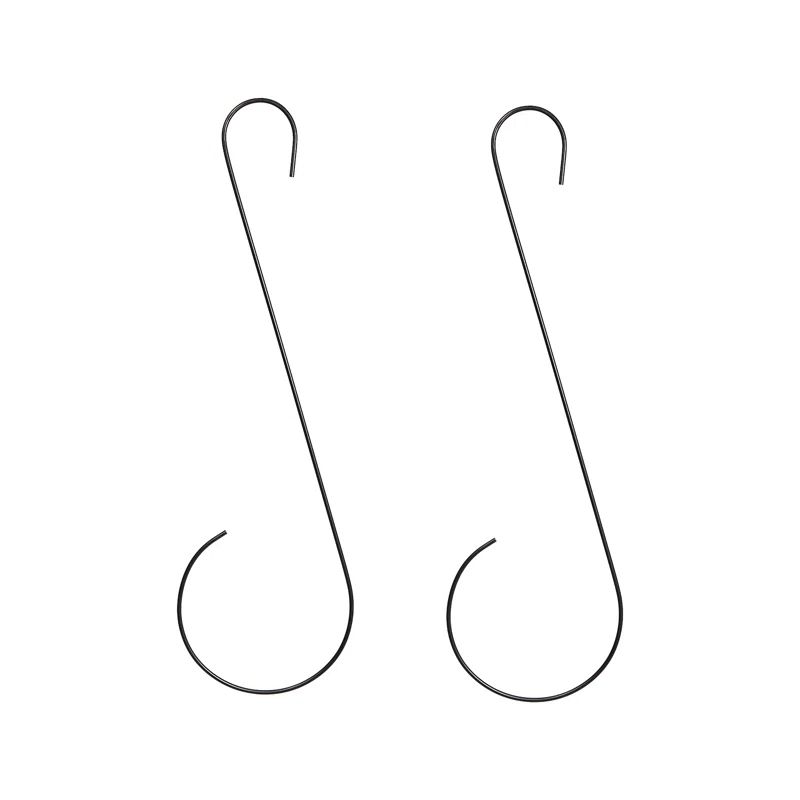 30-inch Black Powder Coat Metal S-Hanger Hook Set