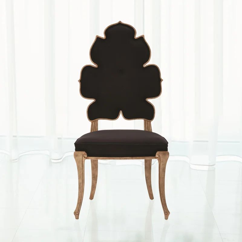 Regal Curves Black Velvet Rubberwood Side Chair