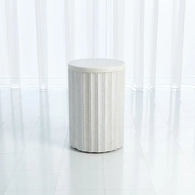 Luxurious White Marble & Iron Column Table