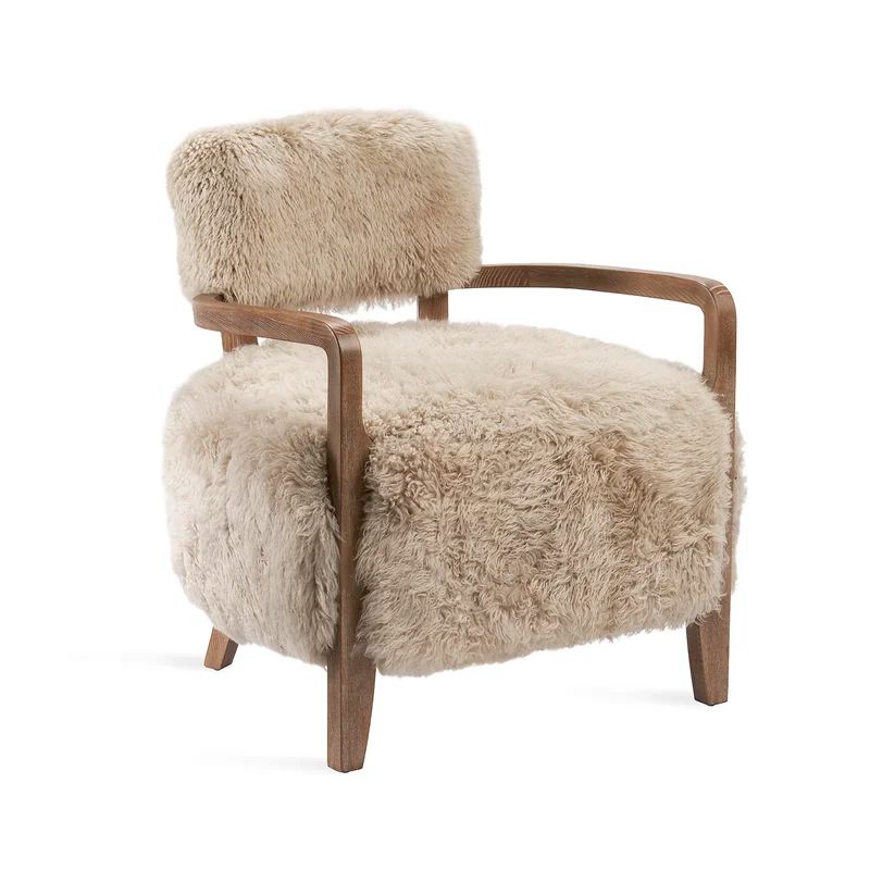 Royce Morel Taupe Tibetan Lambskin Lounge Chair in Autumn Brown