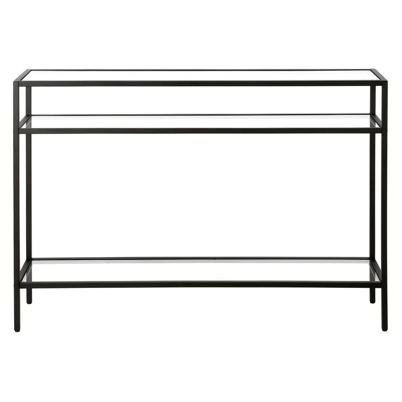 Marissa 42'' Blackened Bronze Console Table with Tempered Glass Shelves