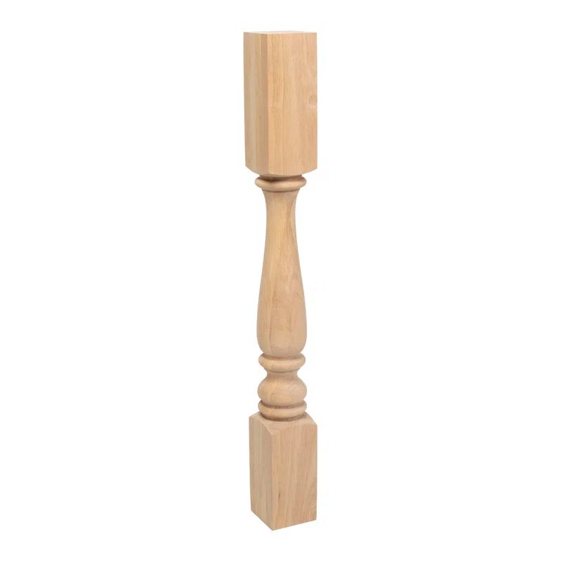 Elegant 35.25" Unfinished Rubberwood Full Round Kitchen Island Leg
