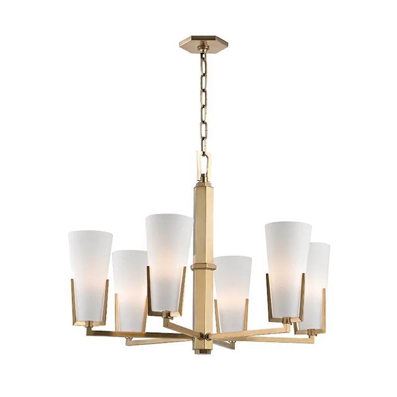 Contemporary Upton 26" Beige Brass & Crystal Chandelier