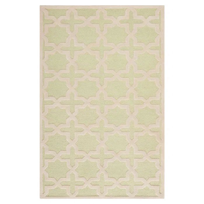 Hand-Tufted Woolen Harmony Rug in Light Green/Ivory, 5' x 8'