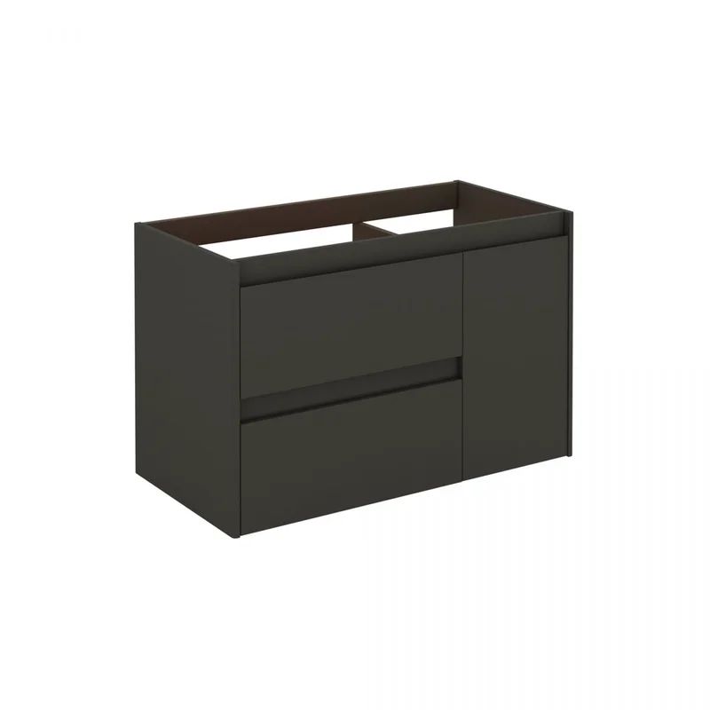 Glossy Anthracite Wall-Mounted Single Sink Vanity with MDF