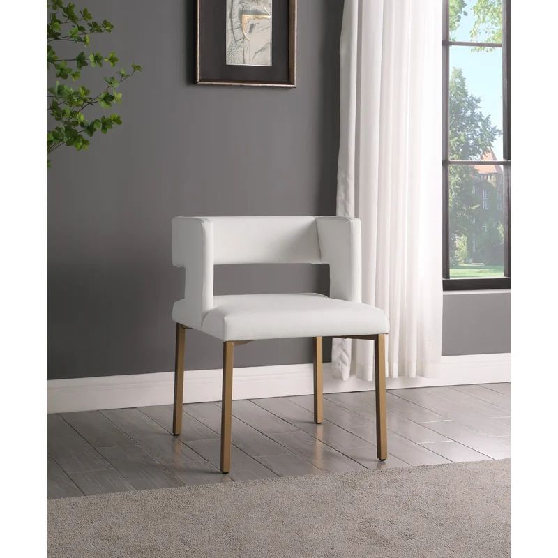 Caleb Cream Velvet Low-Back Dining Chair with Gold Iron Legs