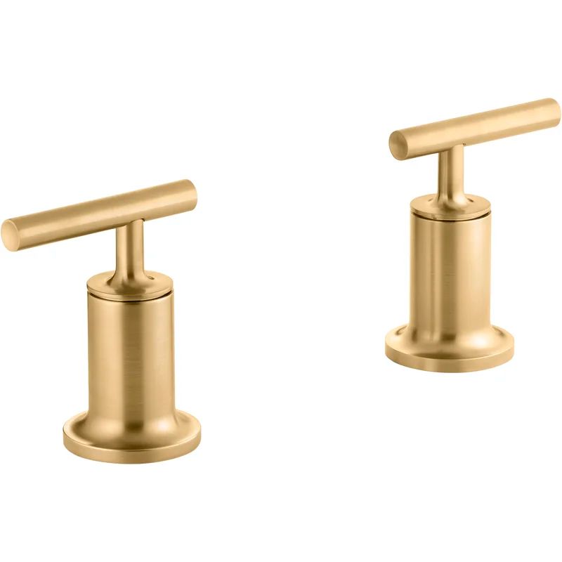 Elegant Vibrant Brushed Moderne Brass Wall-Mount Tub Faucet Lever Handles