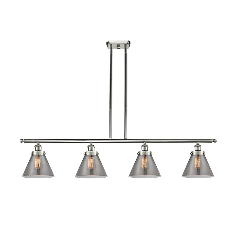 Satin Nickel Coastal Farmhouse 4-Light Kitchen Island Pendant