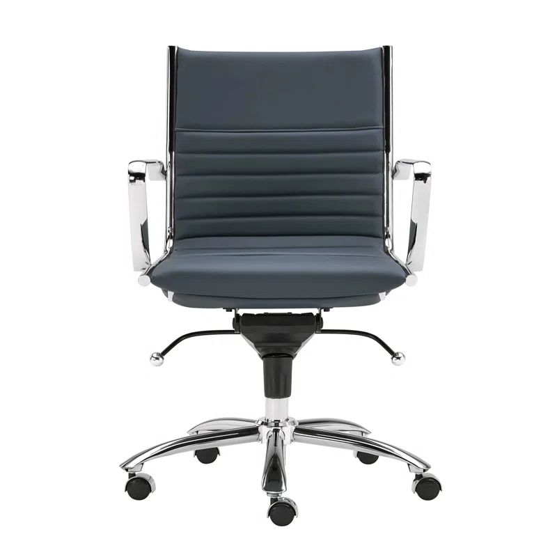 Amelia Blue Faux Leather Swivel Task Chair with Metal Frame
