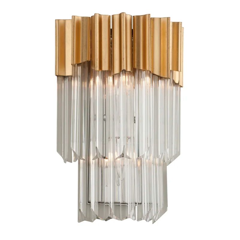 Charisma Transitional 9.75" Silver and Gold Leaf Wall Sconce