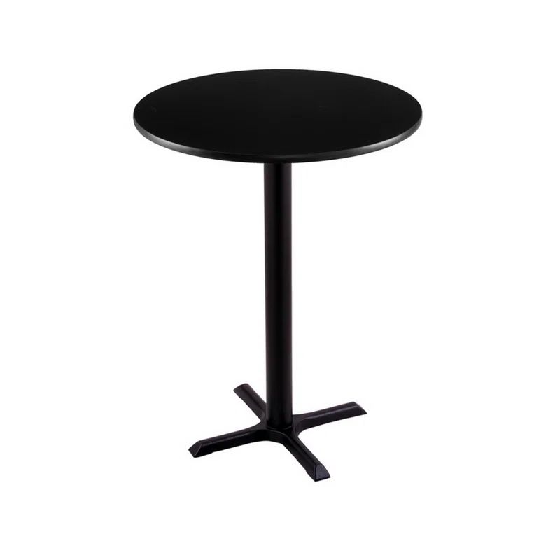Contemporary 24" Round Black Laminate Dining Table with Metal Base