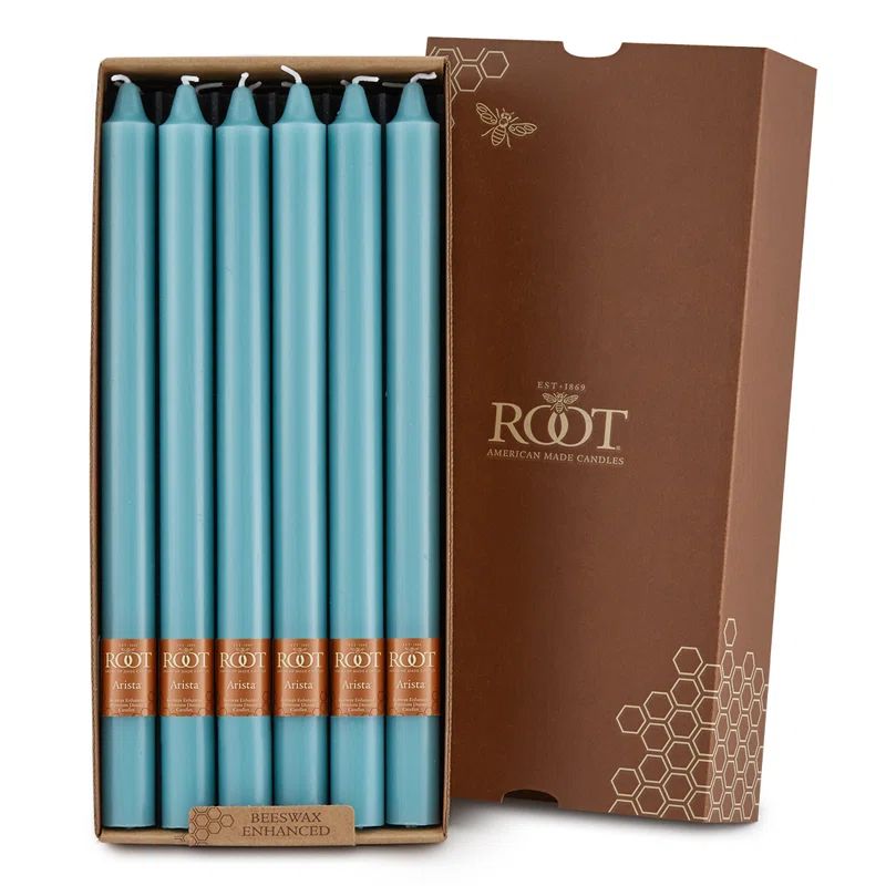 Sky Blue Beeswax Enhanced 12-Inch Taper Candles