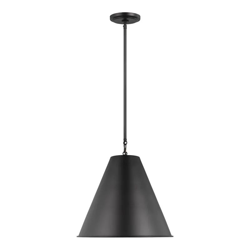 Midnight Black Nickel-Finish 1-Light Pendant with Steel Shade