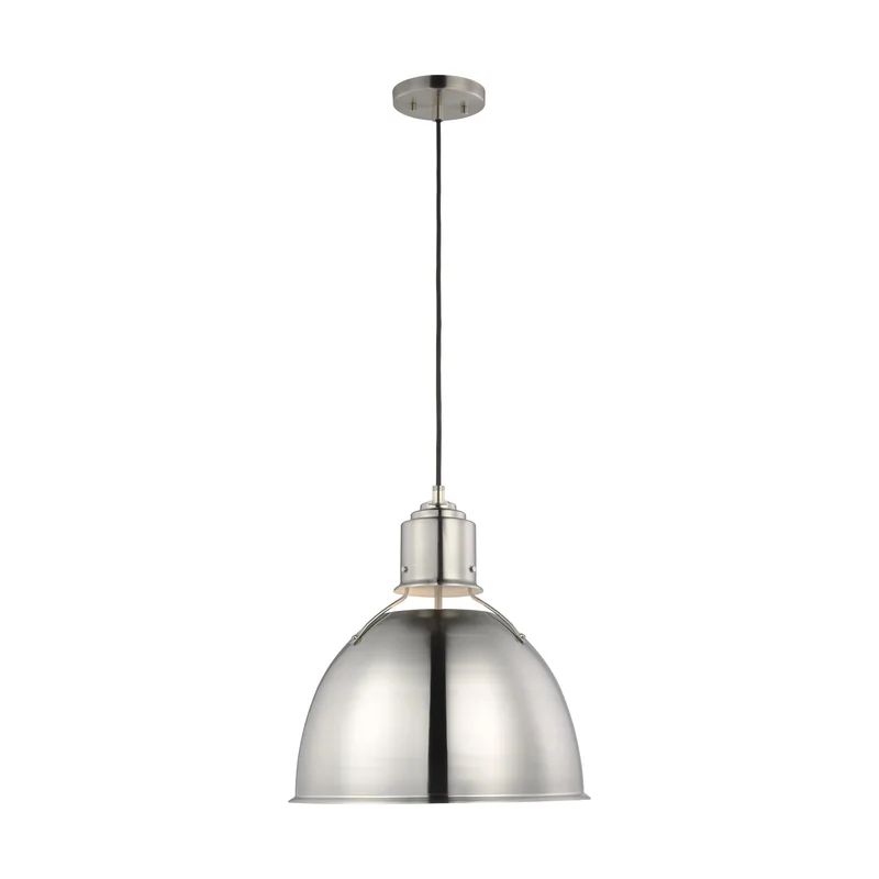 Elegant Brushed Nickel 15" Bowl Pendant with LED Compatibility