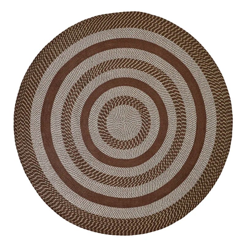 Newport Classic Brown 72" Round Braided Indoor/Outdoor Rug