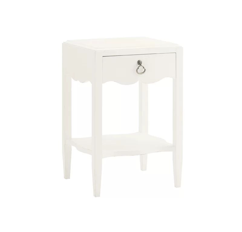 Ivory Key Transitional White 1-Drawer Bedside Table