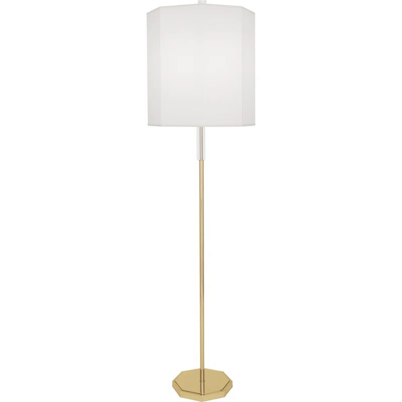 Kate 66.25'' Modern Brass Floor Lamp with Ascot White Shade