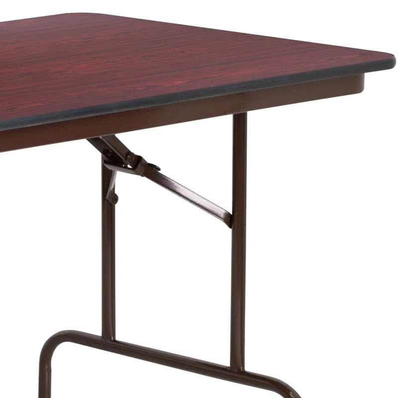 Elegant 72" Mahogany Laminate Folding Banquet Table with Metal Frame