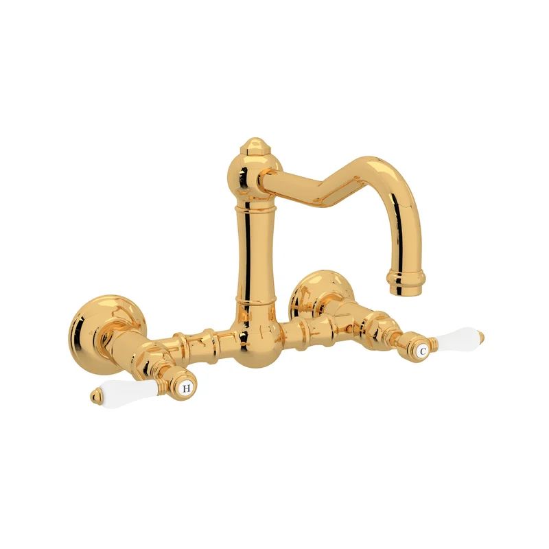 Classic Italian Brass Wall-Mounted Kitchen Faucet with Polished Nickel Finish