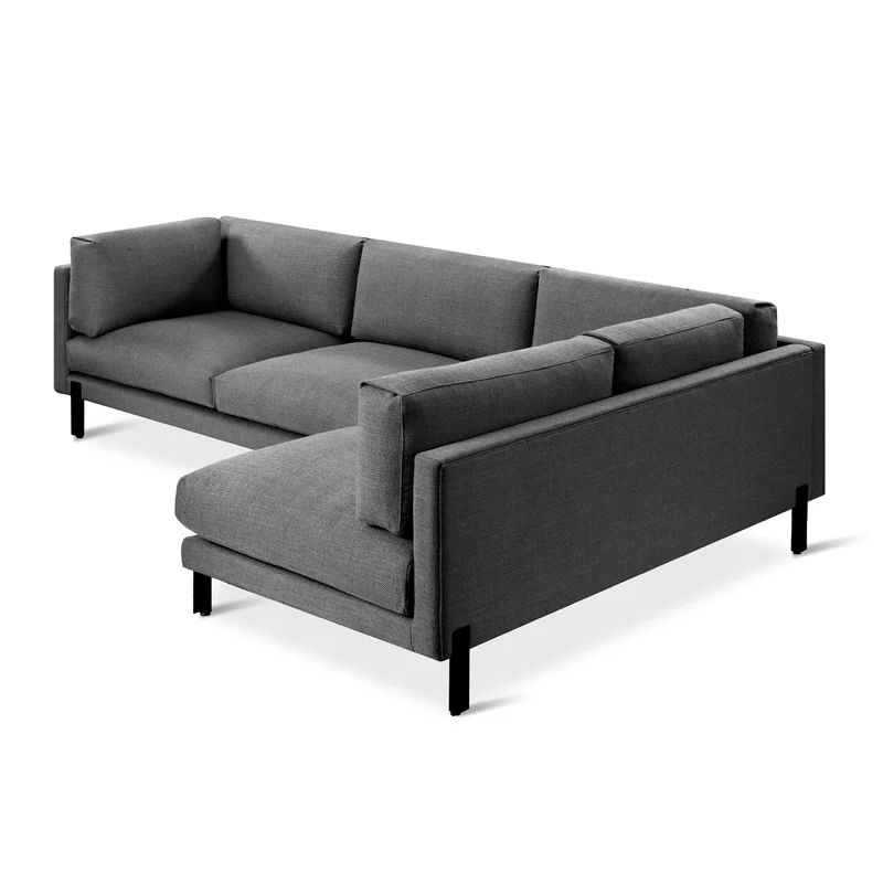 Andorra Pewter Gray Pillow Back Right Facing Sectional Sofa