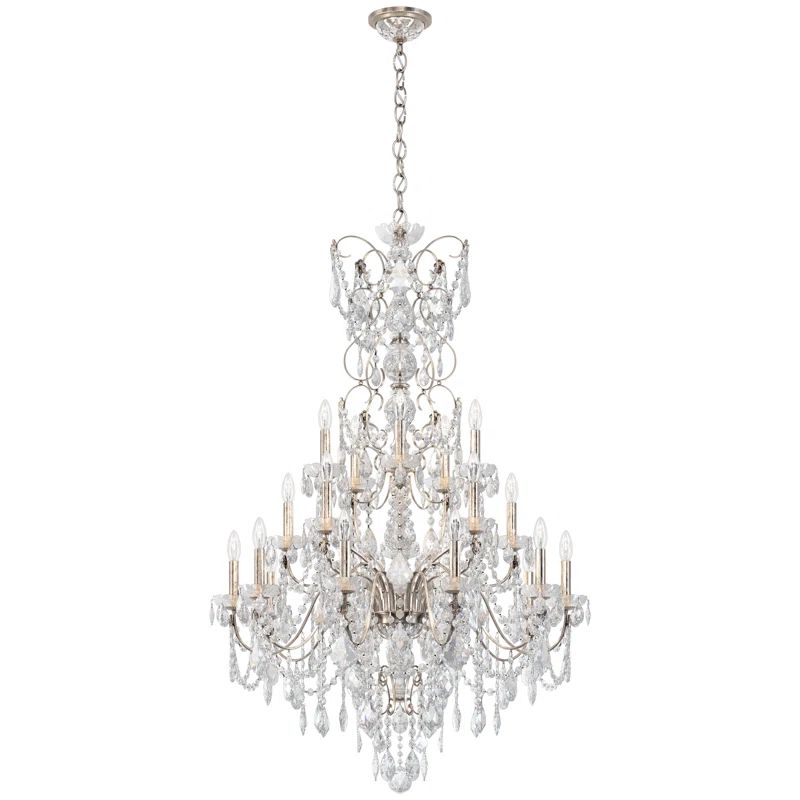 Antique Silver Heritage Crystal 20-Light Candle Chandelier