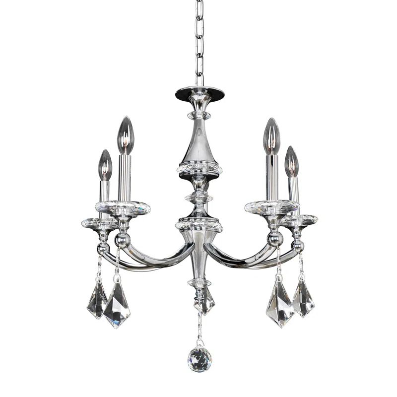 Chrome and Crystal 5-Light Candle Chandelier