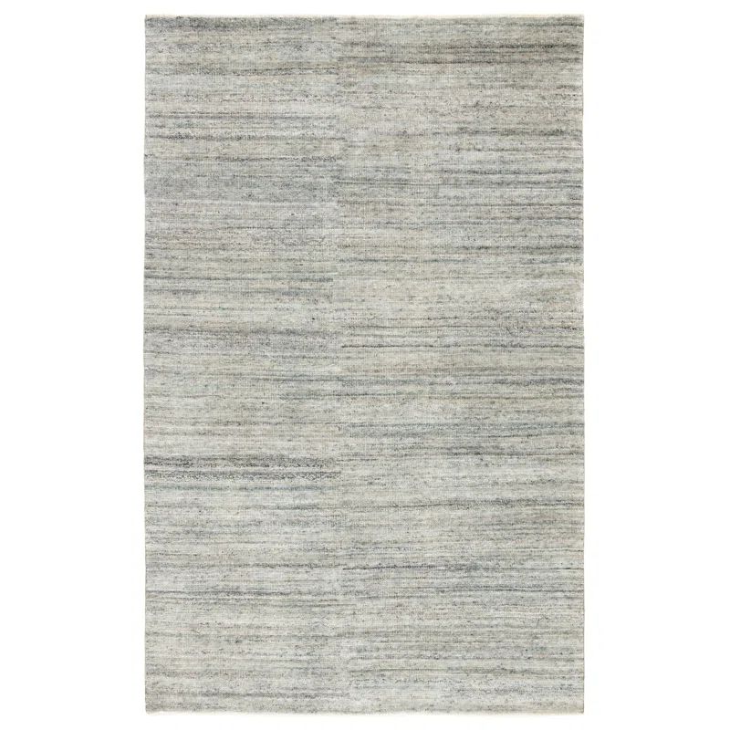 Gray Hand-Knotted Wool 6' x 9' Rectangular Rug