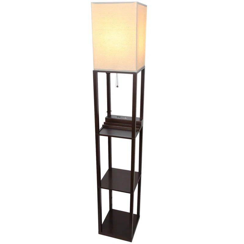 Havana Brown 63'' Smart LED Shelf Floor Lamp with USB Port