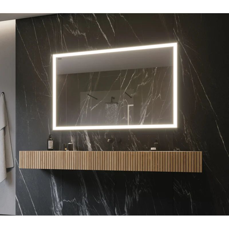 Rectangular Silver LED Bathroom Vanity Mirror