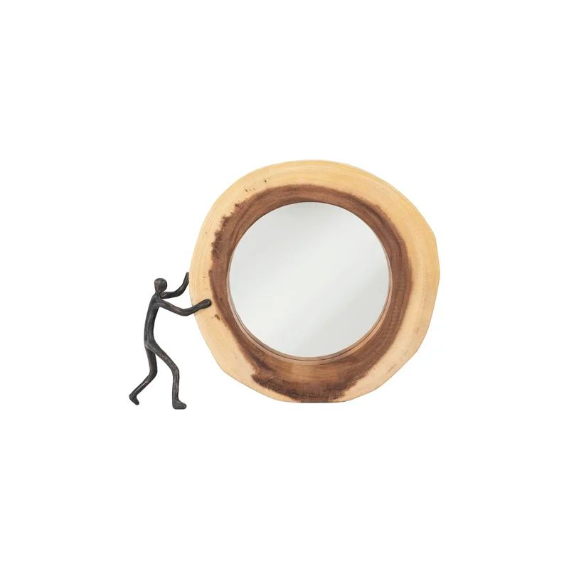 Atlas Transitional Full-Length Bronze and Wood Round Mirror