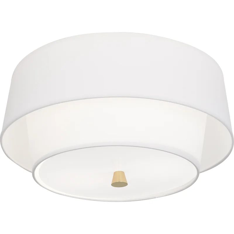 Ascot White and Brass 2-Light Flush Mount Ceiling Fixture