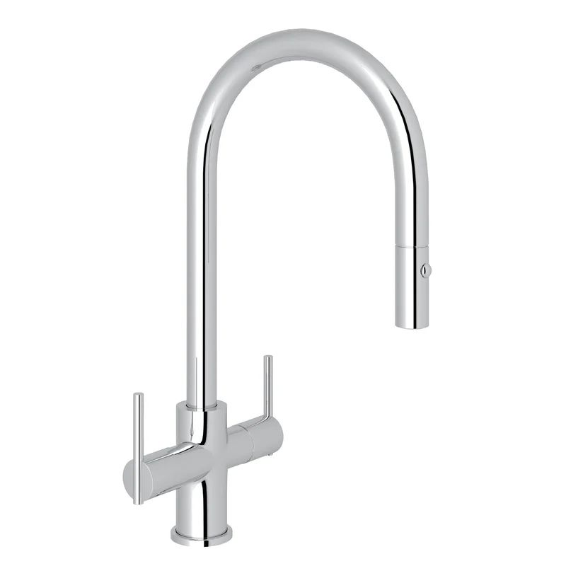 Classic Elegance 16" Polished Nickel Kitchen Faucet with Pull-out Spray