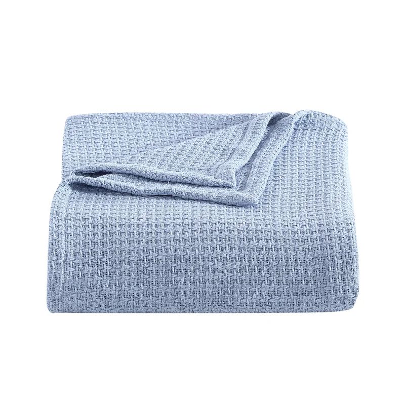 Cozy Coast Blue Cotton Full/Queen Knitted Blanket