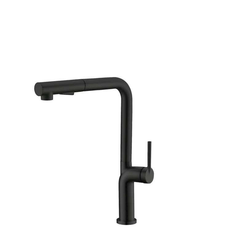 Matte Black Stainless Steel Pull-Down Kitchen Faucet