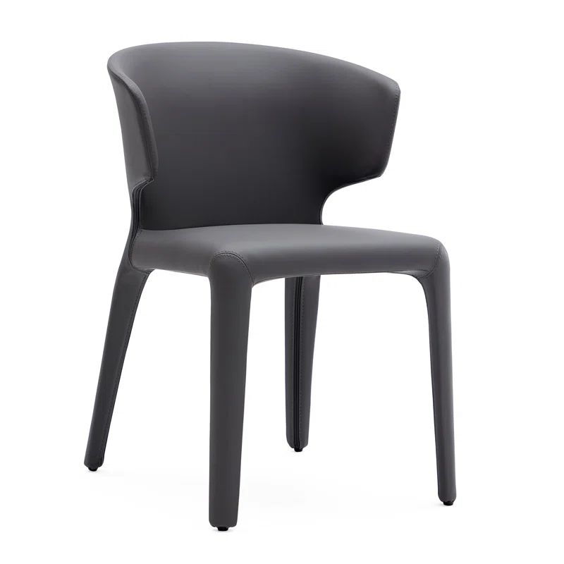 Gray Faux Leather Upholstered Metal Side Chair