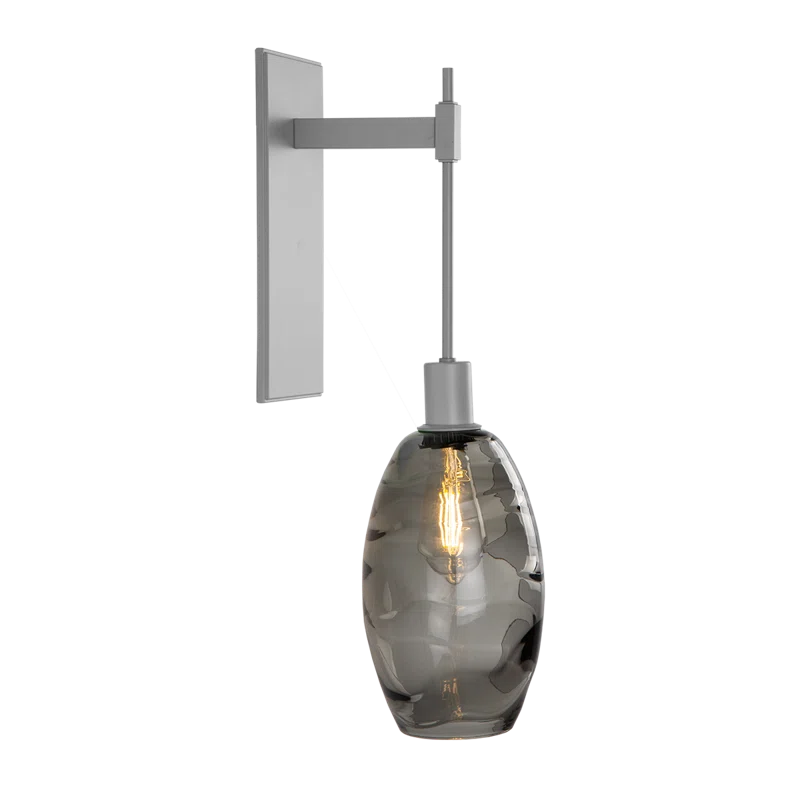 Ellisse Tempo Dimmable Metallic Silver Wall Sconce with Optic Blown Glass