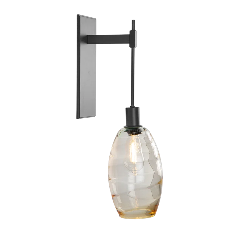 Ellisse Optic Amber Glass & Matte Black Tempo Sconce