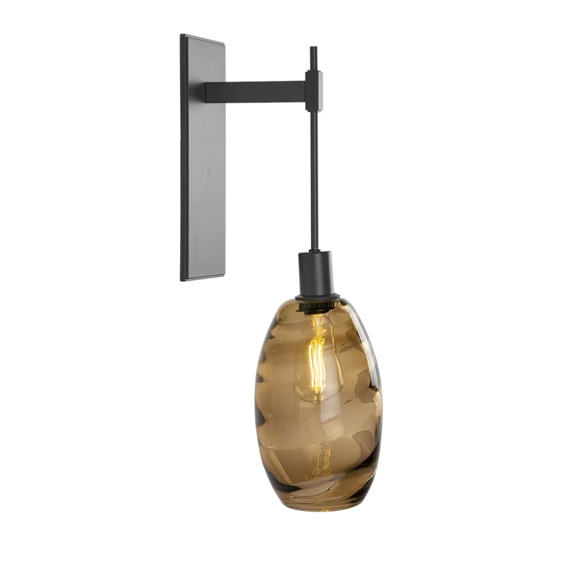 Ellisse Optic Bronze Glass Tempo Sconce with Matte Black Finish
