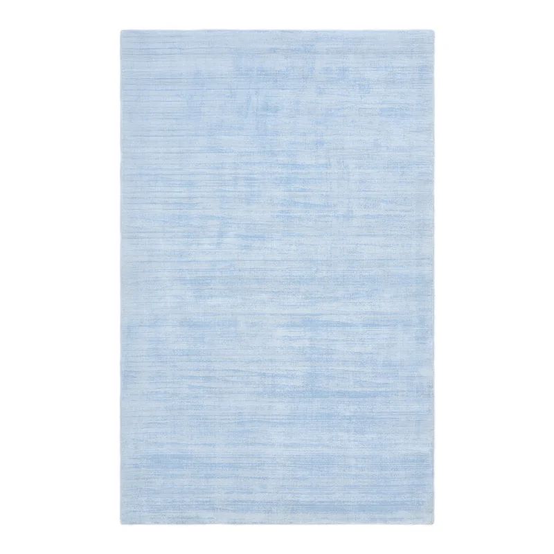 Elegant Hand-Loomed Viscose 8'x10' Light Blue Area Rug