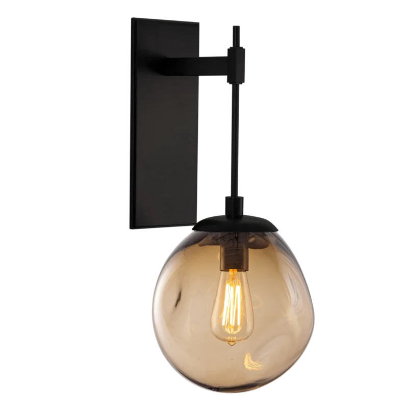 Eclipse Matte Black and Bronze Globe Wall Sconce with Dimmable Light