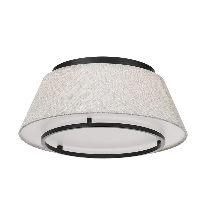 Hailey Black Aluminum LED Flush Mount with Fabric Shade