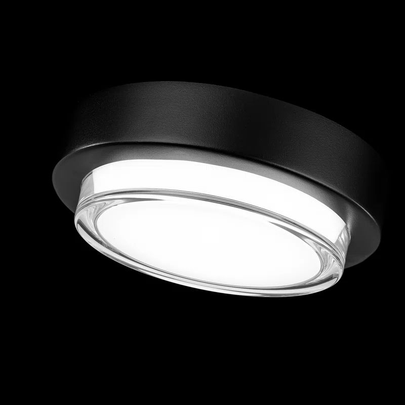 Sleek 15" Black Aluminum LED Flush Mount for Indoor/Outdoor