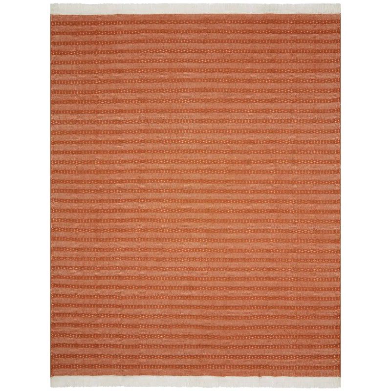 Handmade Adobe & Natural Striped Synthetic Rug