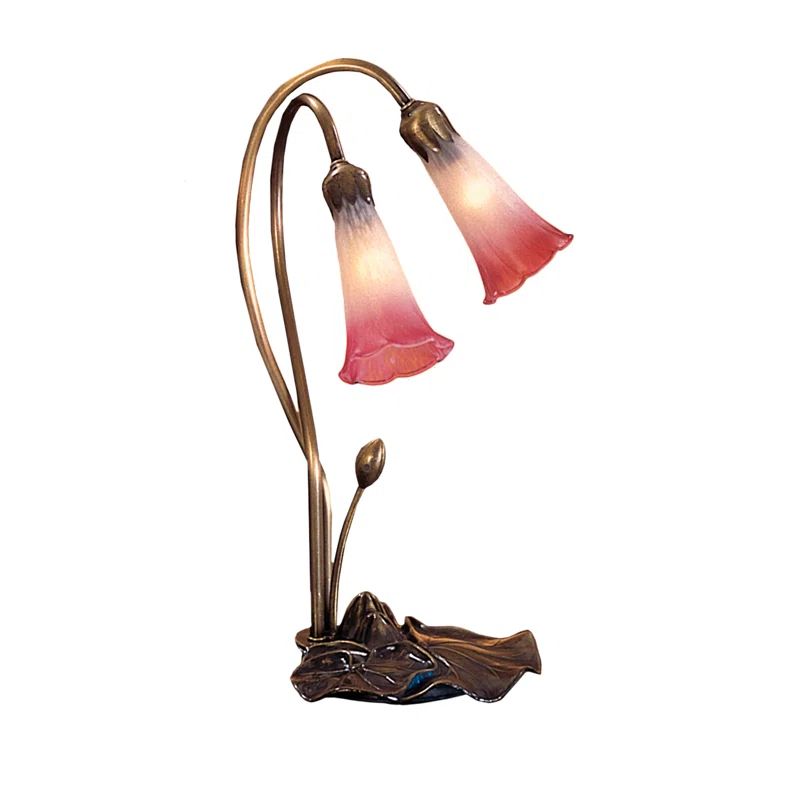 Plum Pink & White Lily 2-Light Tiffany Accent Lamp