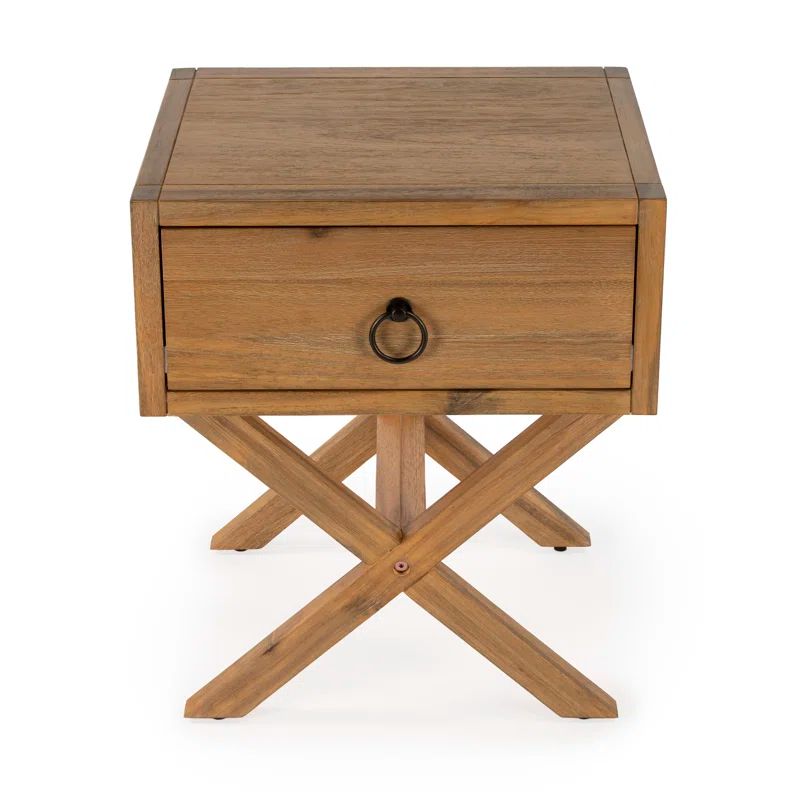 Lark Natural Wood and Metal 90" Rectangular End Table with Storage