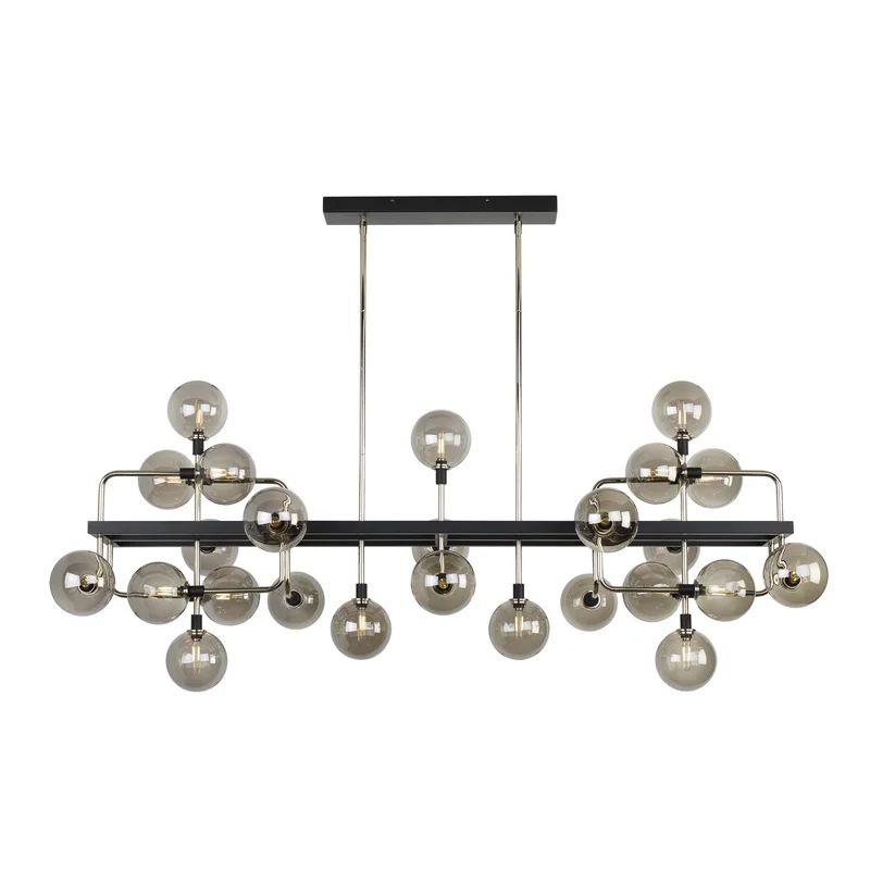 Polished Nickel 25-Light Sputnik Chandelier with Smoke Glass Shades