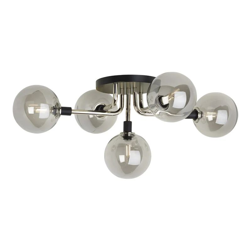 Polished Nickel 5-Light LED Globe Flush Mount